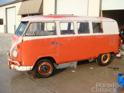 Red/White 1961 Volkswagen Bus