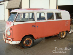 Red/White 1961 Volkswagen Bus Flip-Seat Camper