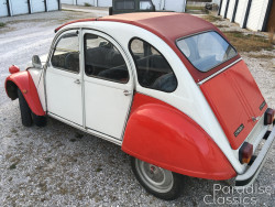 White with Red 1986 Citroen 2CV